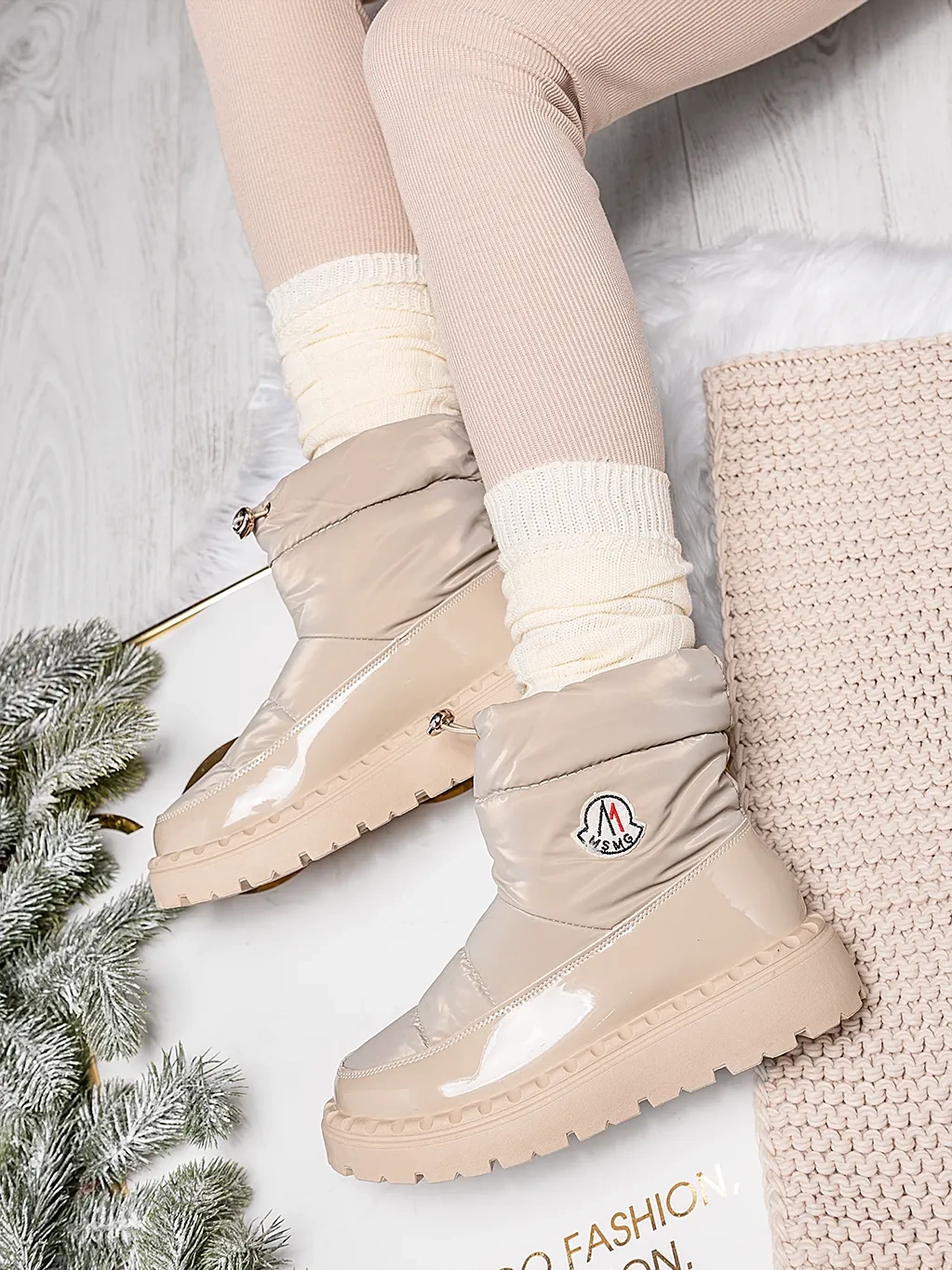 Damskie śniegowce beżowe HY949-39