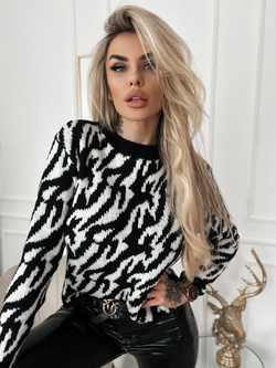 Damski sweter zebra biało czarny 62226BC