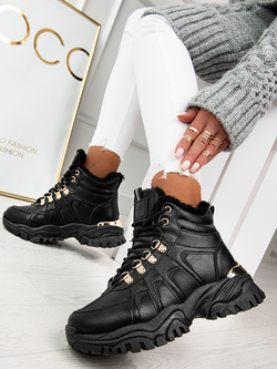 Damskie ocieplane buty sportowe czarne HF218C