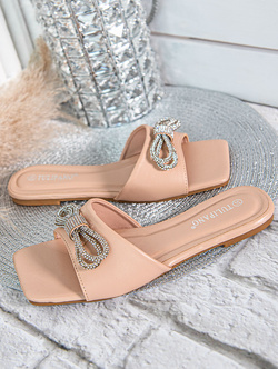 Damskie klapki beżowe P4487BE