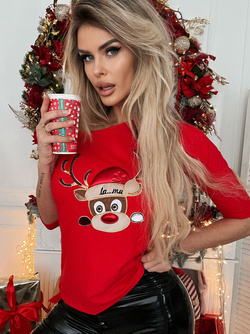 Damska bluzka świąteczna czerwona BS100CZ