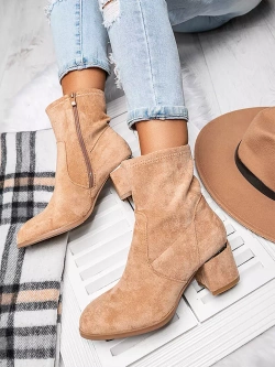 Damskie botki ciemnobeżowe A6221-63