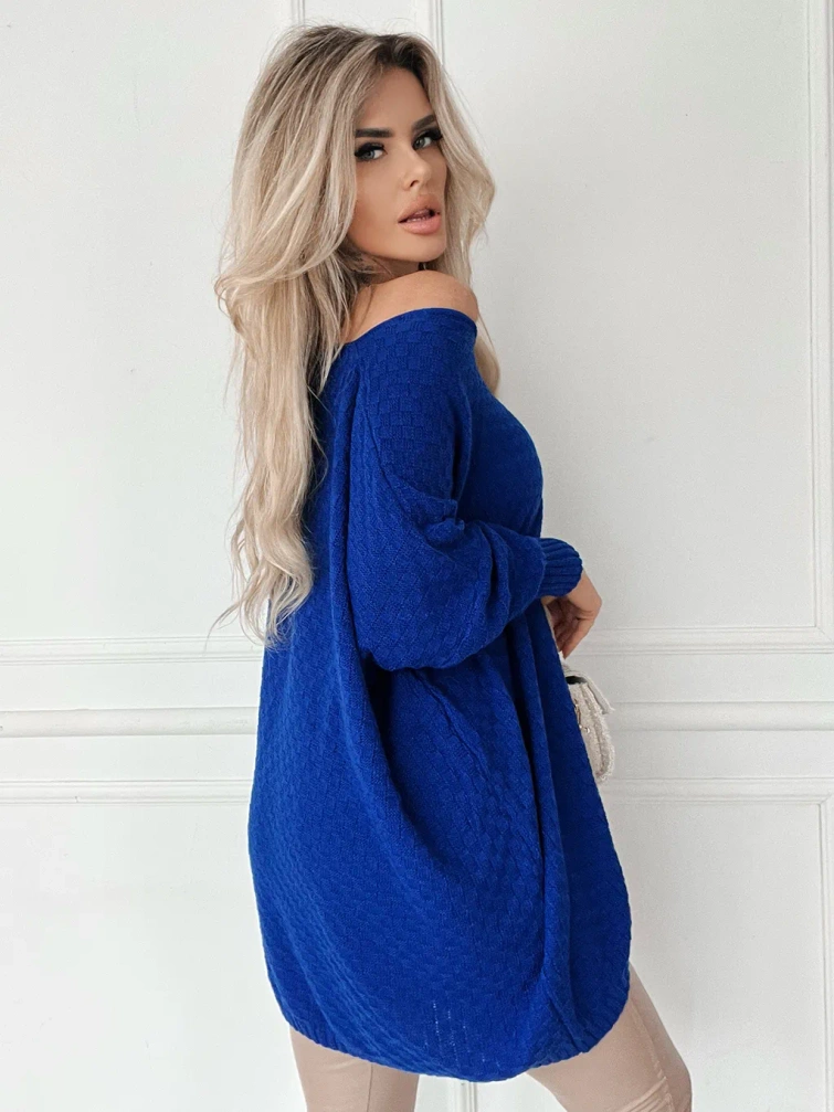 Damski sweter oversize szafirowy 7842S