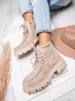 Damskie ocieplane beżowe trapery A5200-39