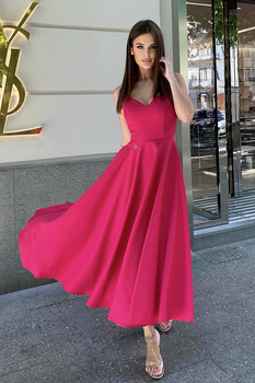 SUKIENKA MIDI NA RAMIĄCZKACH MALINOWA