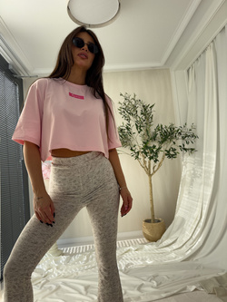 T-shirt pudełkowy MINIMAL - jasny róż