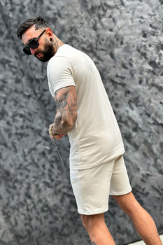 T-SHIRT MĘSKI BG BOND | BEŻOWY