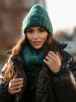 Damski zestaw czapka+komin szmaragdowy Holly set 003