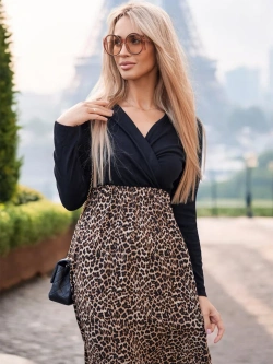 Sukienka midi w panterkę Emilia