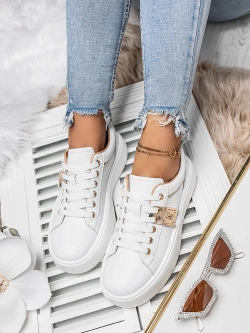 Damskie buty sportowe białe na platformie Y121-9
