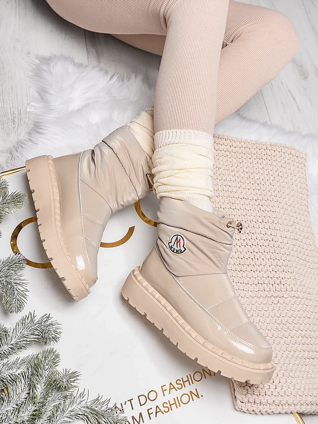 Damskie śniegowce beżowe HY949-39