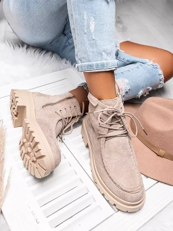 Damskie ocieplane beżowe trapery A5200-39