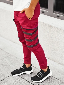 Spodnie męskie joggery bordowe 11132BO