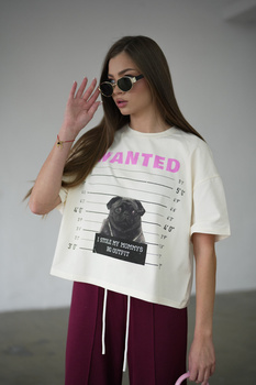 T-SHIRT DAMSKI BG PUG | WANILIOWY