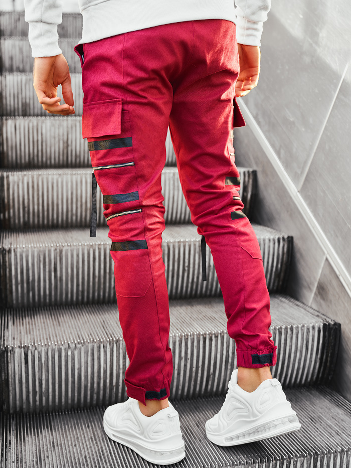 Spodnie męskie joggery bordowe 11146BO