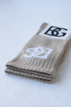 Skarpety BG Login | beż - biały