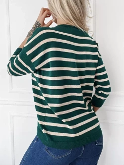 Damski zielony sweter w paski 102304Z