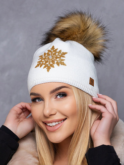 Damska czapka ecru Elza 011