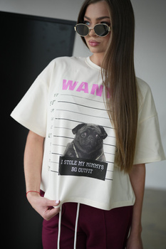T-SHIRT DAMSKI BG PUG | WANILIOWY