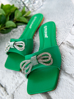 Damskie klapki zielone P4487Z