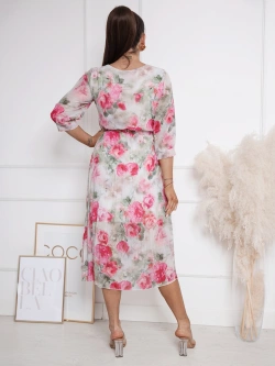 Plisowana sukienka midi z paskiem Rafaella