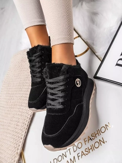 Damskie czarne ocieplane buty sportowe TL233