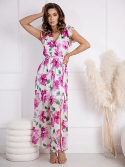 Długa plisowana sukienka w kwiaty Amalia