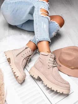 Damskie ocieplane beżowe trapery A5200-39