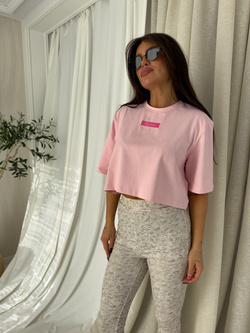 T-shirt pudełkowy MINIMAL - jasny róż