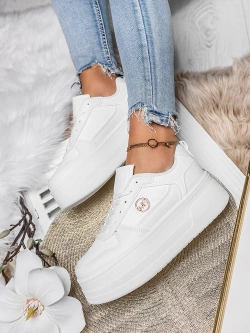 Damskie buty sportowe białe na platformie TL261-9