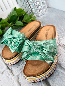 Damskie klapki zielone P5113Z