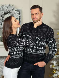 Męski sweter świąteczny czarny 5839C