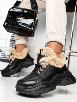 Damskie ocieplane buty sportowe czarne ZY211C