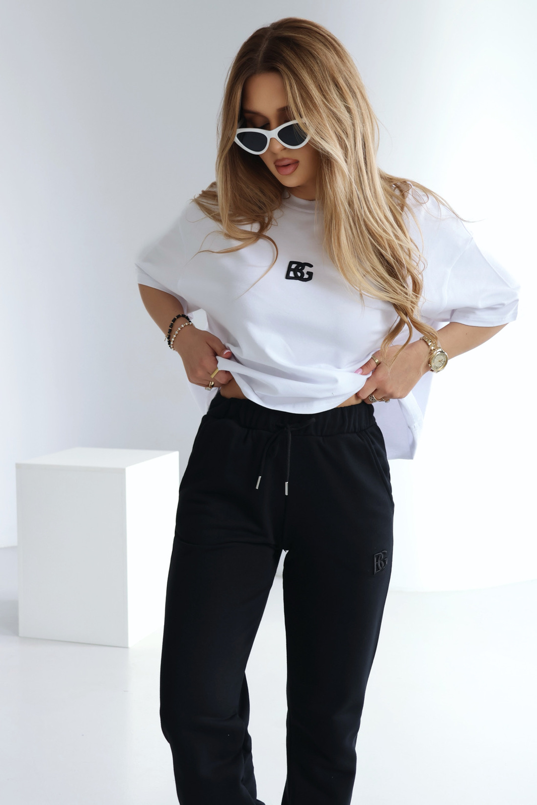 T-Shirt damski BG Ocean | biały-czarny