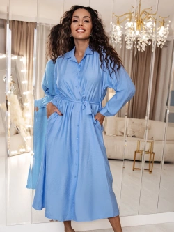 Długa koszulowa sukienka z guzikami Anna