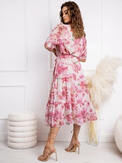 Kwiecista sukienka midi z kimonowymi rękawami Viki