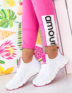 Damskie buty sportowe biały-fuksja YF608-5