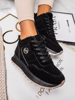 Damskie czarne ocieplane buty sportowe TL233