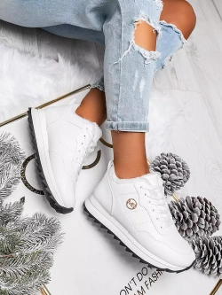 Damskie białe ocieplane buty sportowe TL233-9