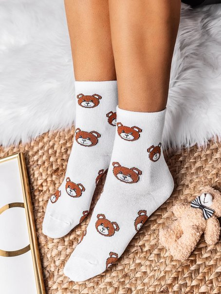 Damskie skarpetki białe MISIE SKK02