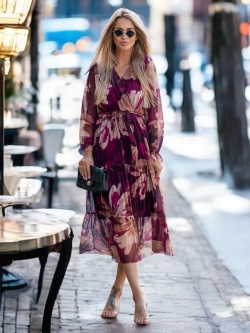 Wzorzysta sukienka midi Capri