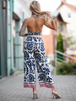 Wzorzysty kombinezon z paskiem Monza