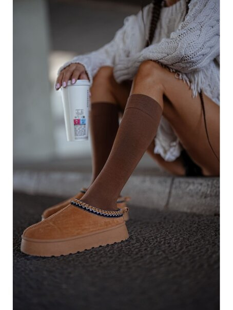 Podkolanówki gładkie 0248.001, Kolor Karmelowy, Rozmiar 37-41