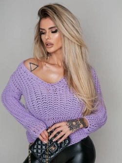 Damski krótki sweter lawendowy 1846L