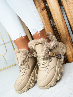 Damskie sneakersy ocieplane beżowe YK109-63BE