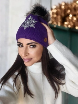 Damska czapka fioletowa Elza 014