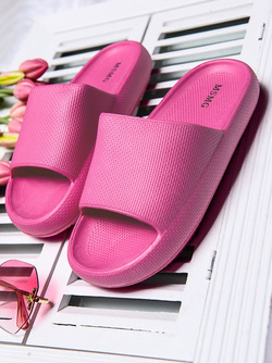 Damskie różowe klapki na grubej podeszwie DZ213-46