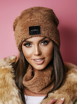 Damski zestaw czapka+komin toffee Teddy set 003