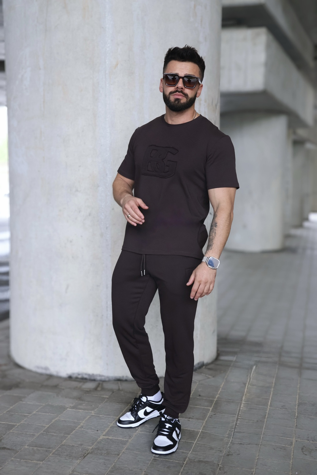 T-Shirt męski BG Origami | gorzka czekolada