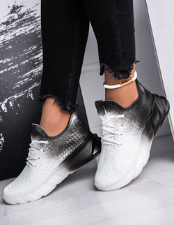 Damskie buty sportowe biało-czarne A2100BC